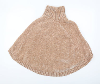 Next Girls Beige Cape Jumper, Roll Neck, Size 7-8 Years