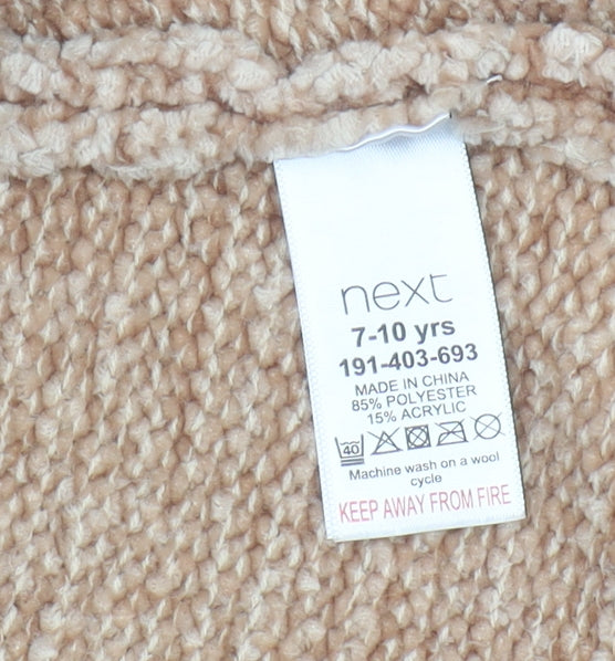 Next Girls Beige Cape Jumper, Roll Neck, Size 7-8 Years