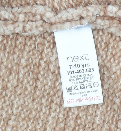 Next Girls Beige Cape Jumper, Roll Neck, Size 7-8 Years