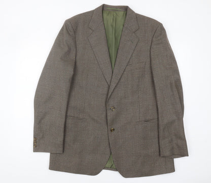 Steegan Men's Brown Check Wool Blazer 42R Regular Fit