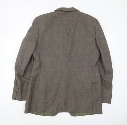Steegan Men's Brown Check Wool Blazer 42R Regular Fit