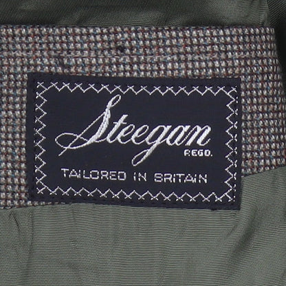 Steegan Men's Brown Check Wool Blazer 42R Regular Fit