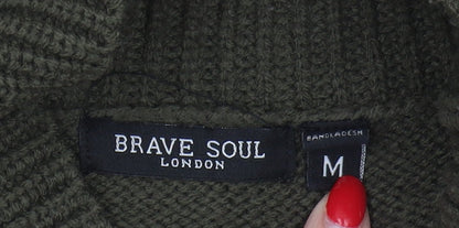 Womens UK Size M Brave Soul Green Pullover Jumper