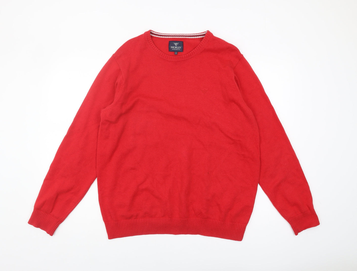 Morley Men's Red Cotton Pullover Jumper, Size L
