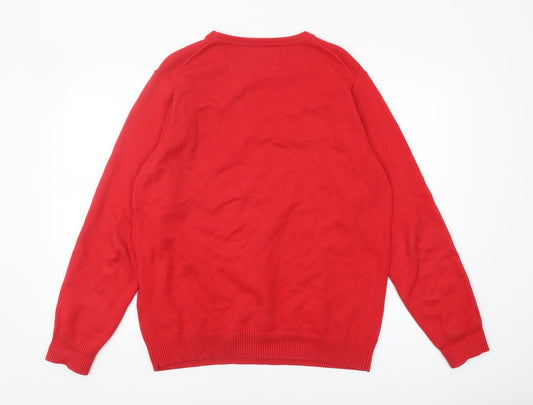 Morley Men's Red Cotton Pullover Jumper, Size L