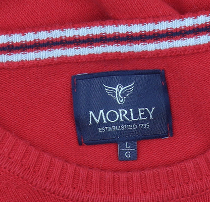 Morley Men's Red Cotton Pullover Jumper, Size L
