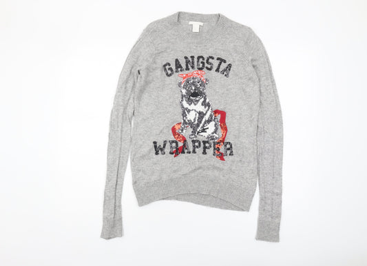 Womens UK Size XS H&M Grey Pullover Jumper