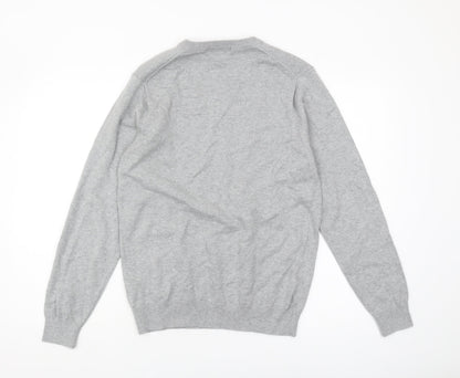 Marks and Spencer Men's Grey V-Neck Pullover Jumper S