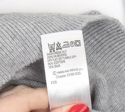 Marks and Spencer Men's Grey V-Neck Pullover Jumper S