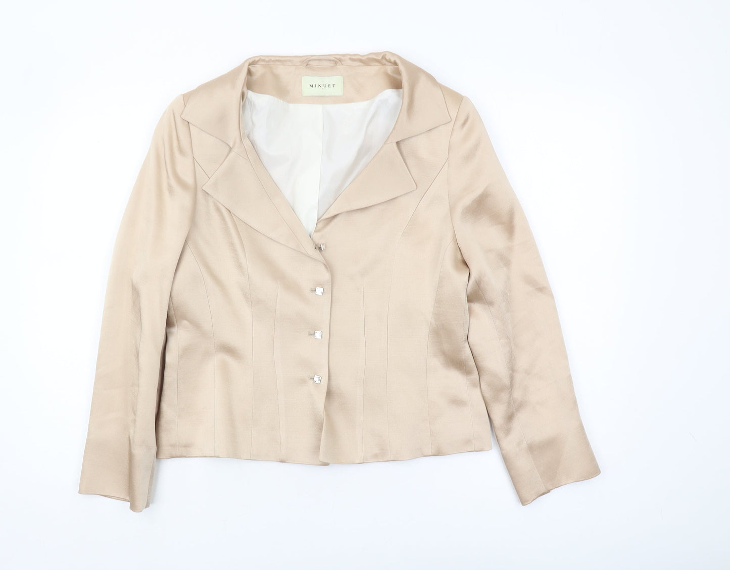 Minuet Women's Beige Suit Jacket Size 12 Classic Single-Breasted