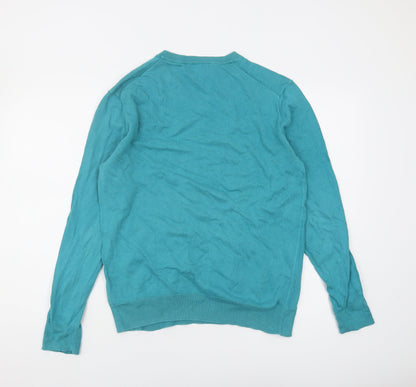 Gap Men's Green V-Neck Jumper - M, Cotton Casual