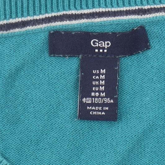 Gap Men's Green V-Neck Jumper - M, Cotton Casual