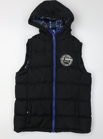 Lee Cooper Boys' Black Hooded Gilet 13 Years