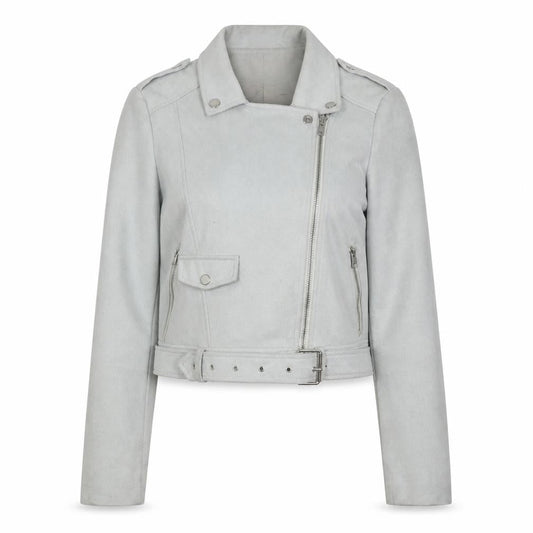 Womens UK Size 6 Missguided Grey Motorcycle Jacket