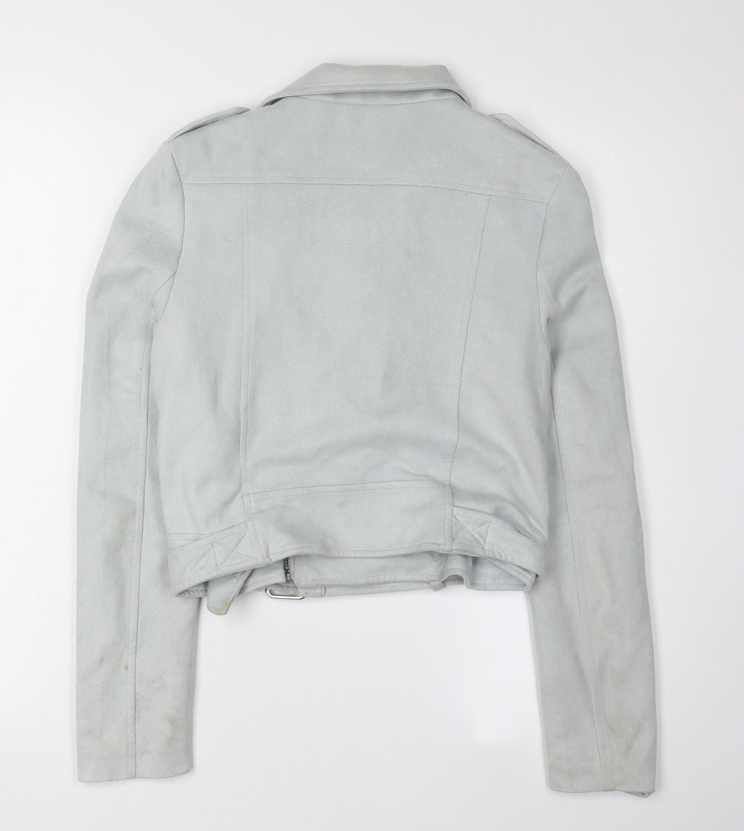 Womens UK Size 6 Missguided Grey Motorcycle Jacket