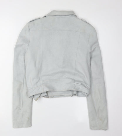 Womens UK Size 6 Missguided Grey Motorcycle Jacket