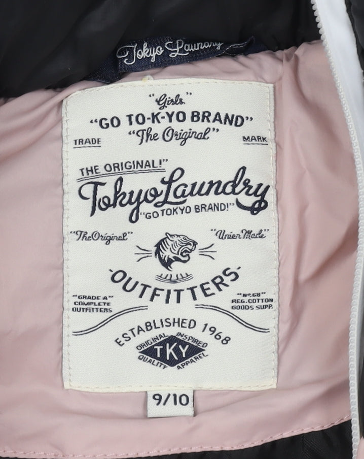 Tokyo Laundry Girls Pink Black Puffer Jacket 9-10 Years