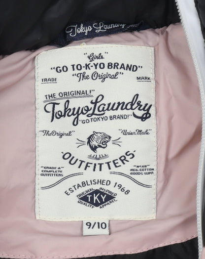 Tokyo Laundry Girls Pink Black Puffer Jacket 9-10 Years