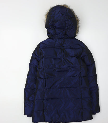 Gap Girls Blue Puffer Jacket 11 Years Winter Hooded