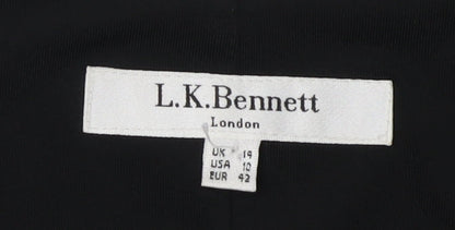 L.K. Bennett Women's Blue Black Wrap Dress Size 14