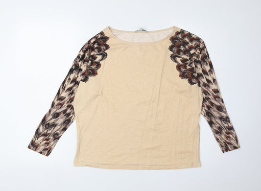 Laura Ashley Women's Beige Animal Print T-Shirt - Size 14