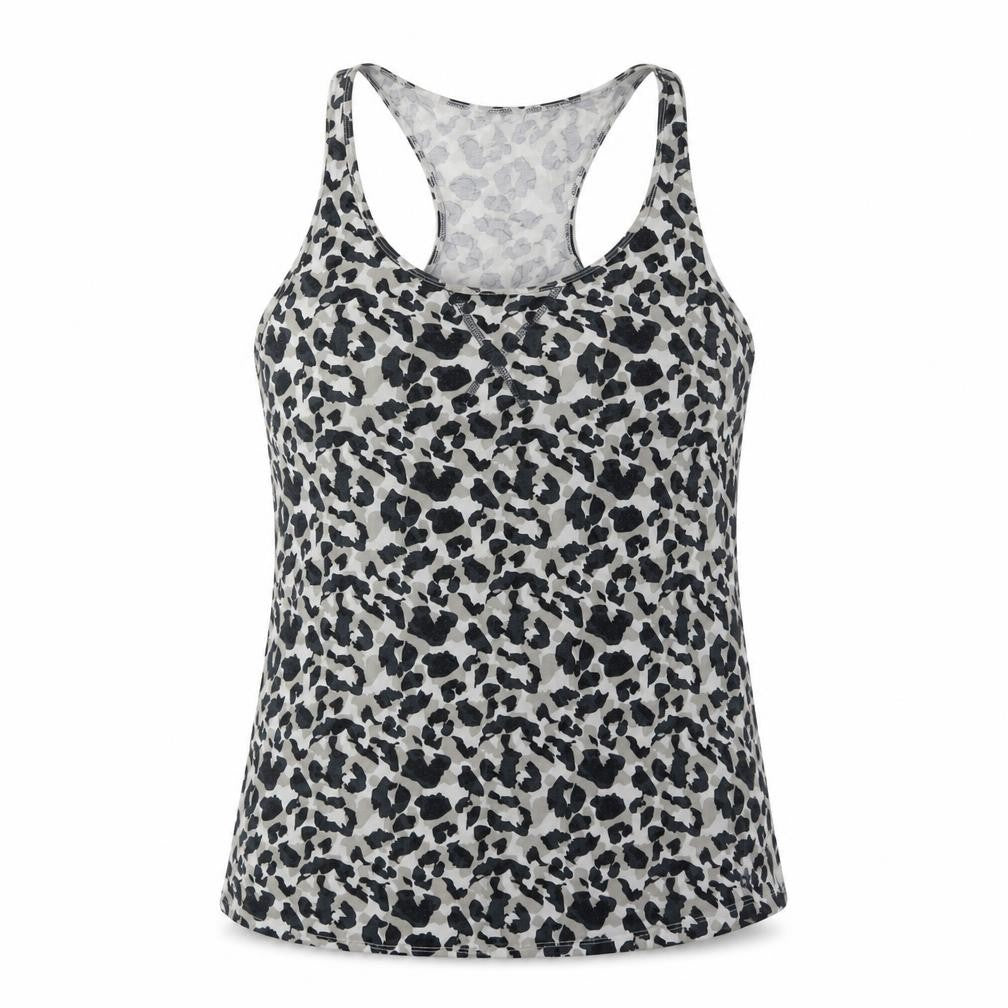Front view of Calvin Klein Women's Grey Leopard Print Tank Camisole M