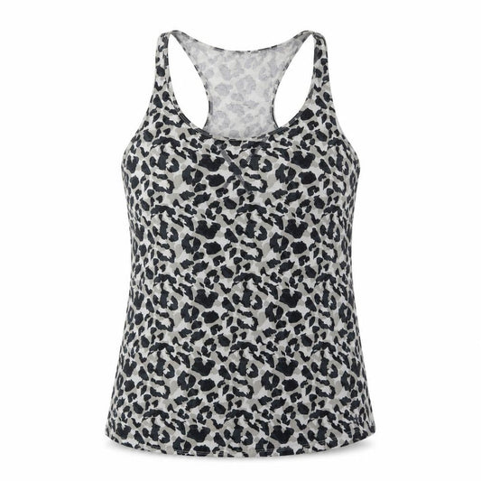 Front view of Calvin Klein Women's Grey Leopard Print Tank Camisole M