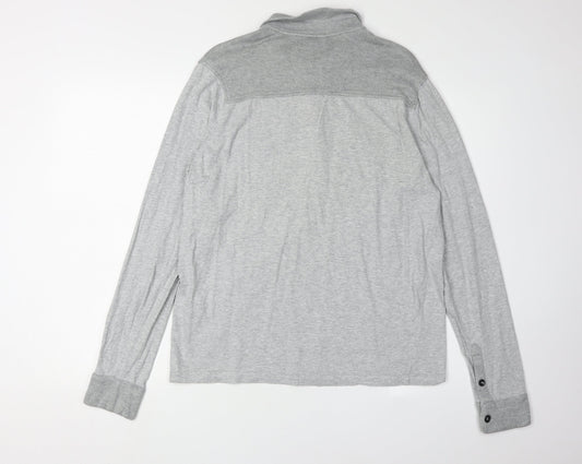 Ted Baker Men’s Grey Collared Henley Jumper - L
