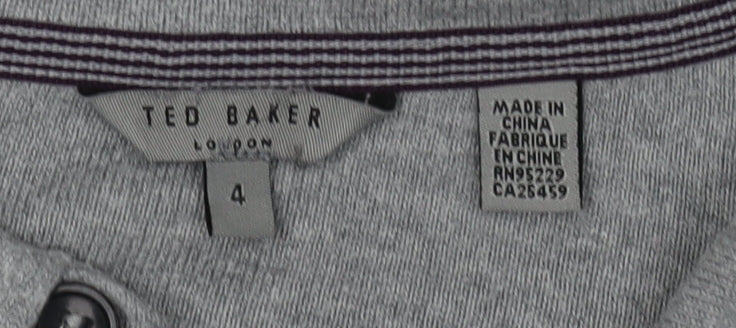 Ted Baker Men’s Grey Collared Henley Jumper - L