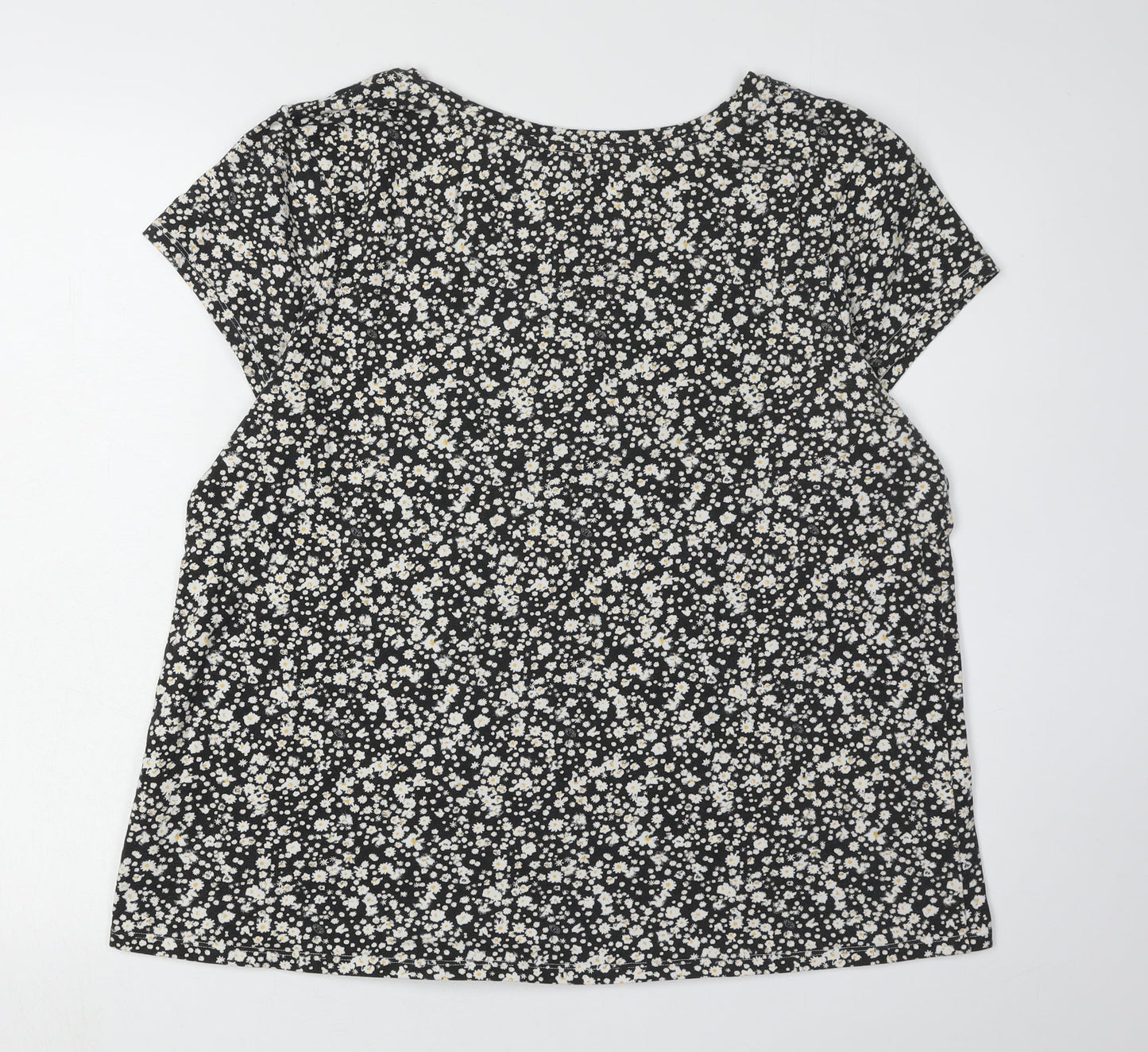 Animal Women's Black Floral T-Shirt, Size 16, Scoop Neck