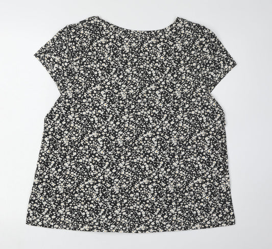 Animal Women's Black Floral T-Shirt, Size 16, Scoop Neck