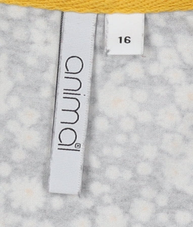 Animal Women's Black Floral T-Shirt, Size 16, Scoop Neck