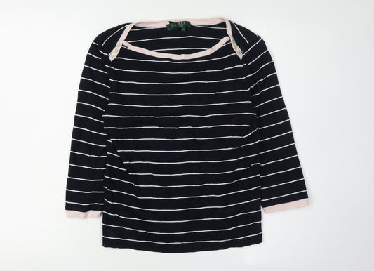 Lauren Ralph Lauren Women's Black Petite Striped Jumper