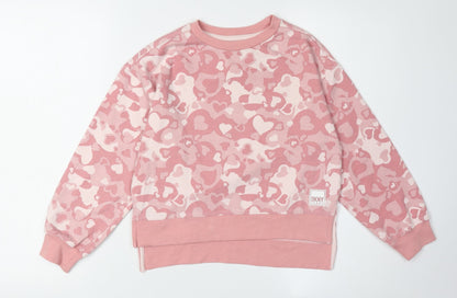 DKNY Girls Pink Heart Sweatshirt - Size S, Casual Style