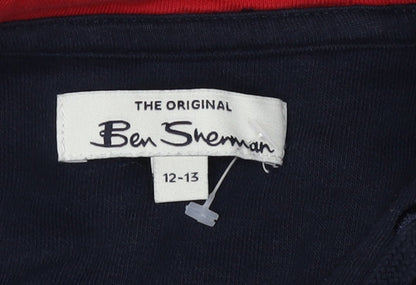 Ben Sherman Boys Blue Pullover Hoodie with Logo, Age 12-13