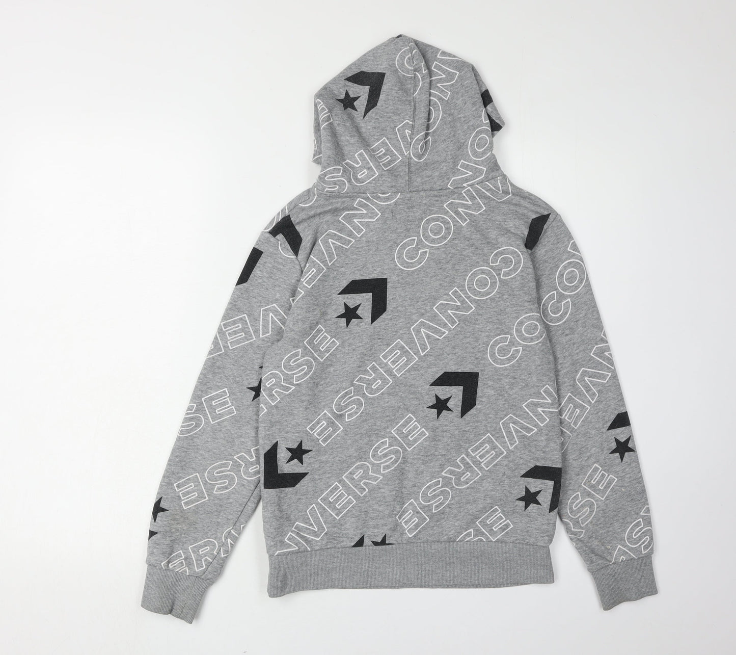 Converse Boys' Grey Logo Hoodie - M, Pullover, Graphic Print