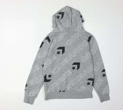 Converse Boys' Grey Logo Hoodie - M, Pullover, Graphic Print