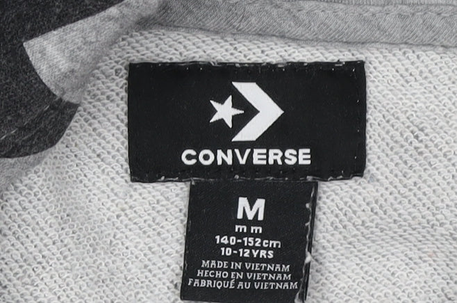 Converse Boys' Grey Logo Hoodie - M, Pullover, Graphic Print