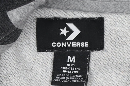 Converse Boys' Grey Logo Hoodie - M, Pullover, Graphic Print