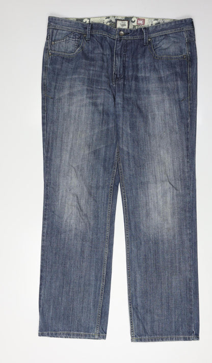 Monteray Men's Blue Straight Jeans, Relaxed Fit, Size 38