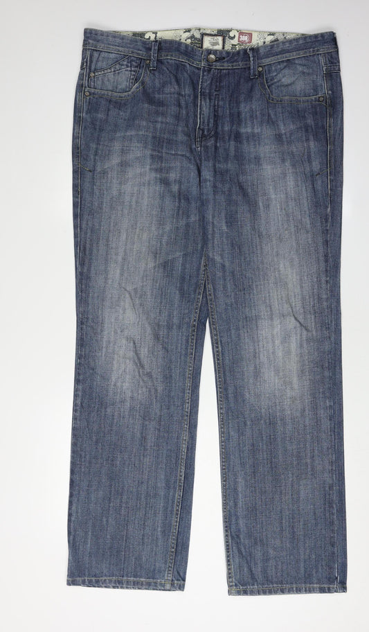 Monteray Men's Blue Straight Jeans, Relaxed Fit, Size 38