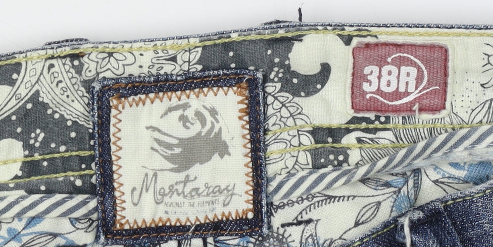 Monteray Men's Blue Straight Jeans, Relaxed Fit, Size 38