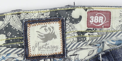 Monteray Men's Blue Straight Jeans, Relaxed Fit, Size 38