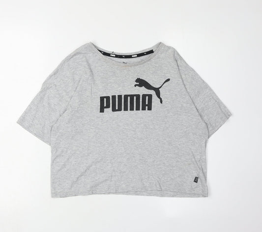Puma Women's Grey Cotton T-Shirt, XS, Casual Comfort