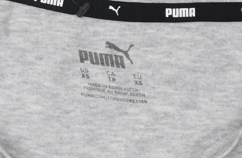 Puma Women's Grey Cotton T-Shirt, XS, Casual Comfort
