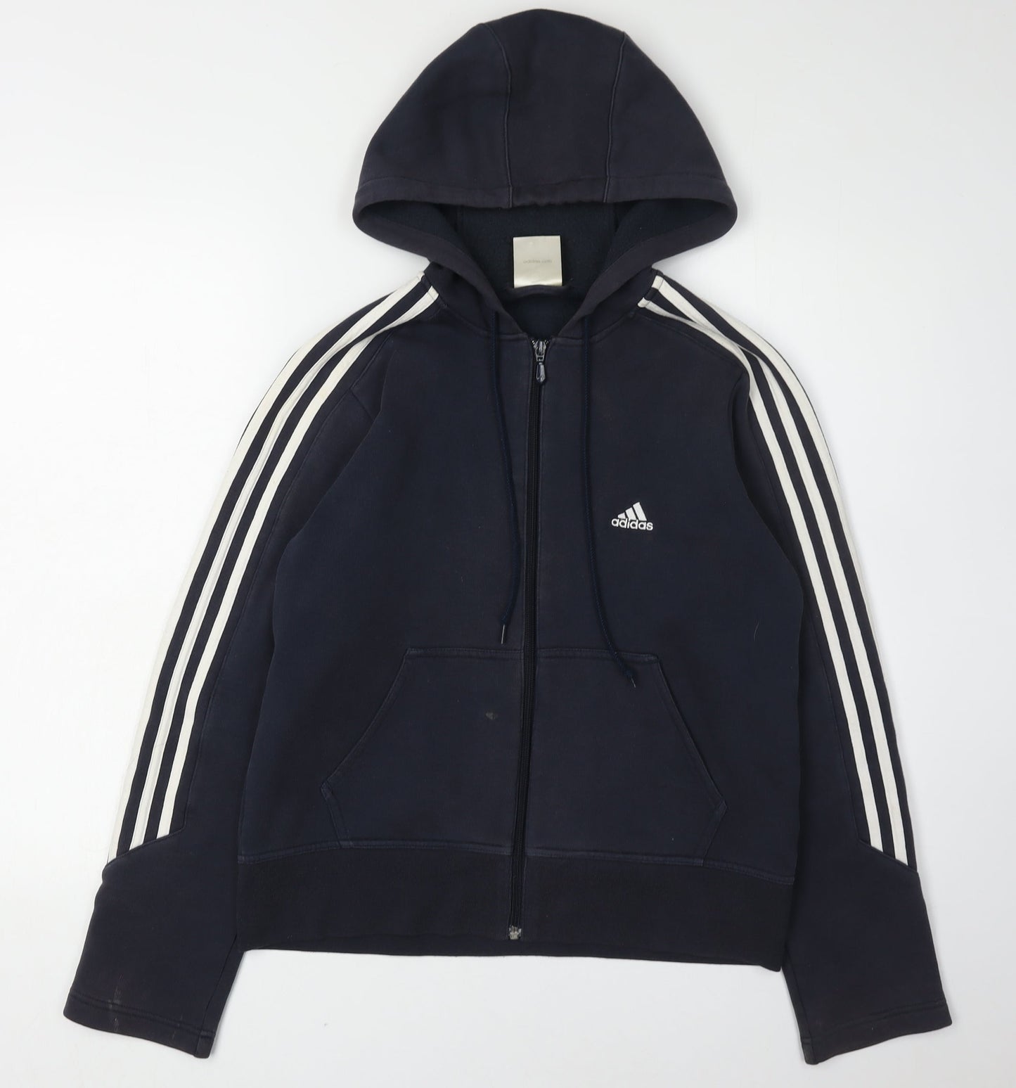 Adidas Blue Unisex Hoodie, Zip, Size 12, Casual Sportswear