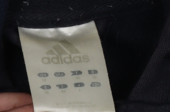 Adidas Blue Unisex Hoodie, Zip, Size 12, Casual Sportswear