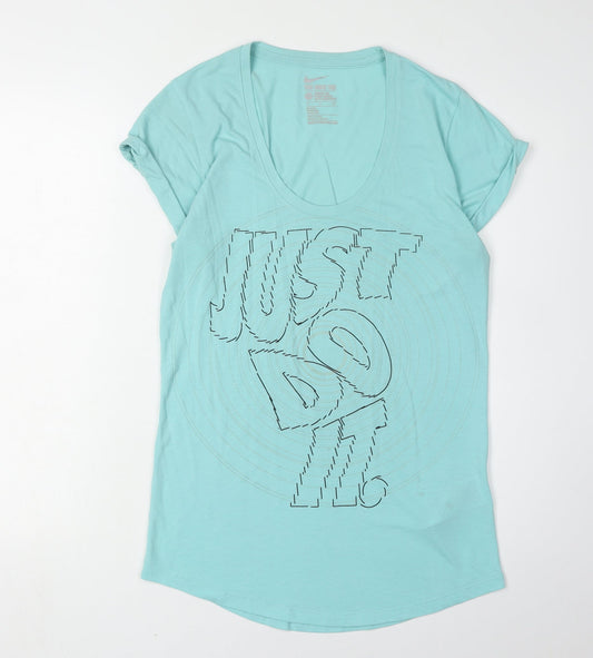 Nike Women's Blue Scoop Neck T-Shirt, Size S