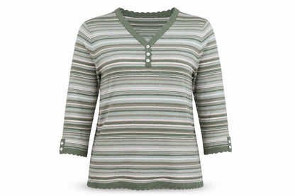 Womens UK Size 10 Eastex Green Henley Jumper
