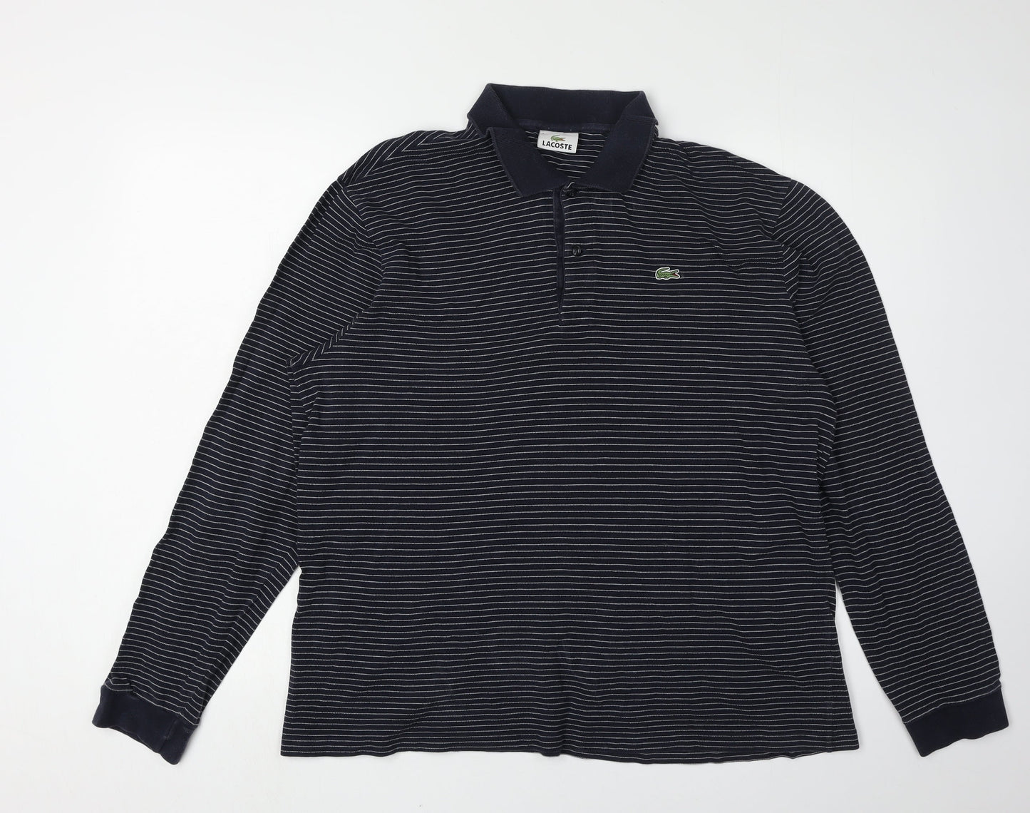 Lacoste Men's Blue Striped Long-Sleeve Polo Shirt